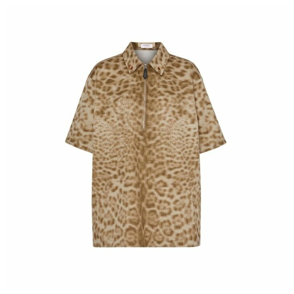 Burberry Short-sleeve Animal Print Cotton Oversized Shirt