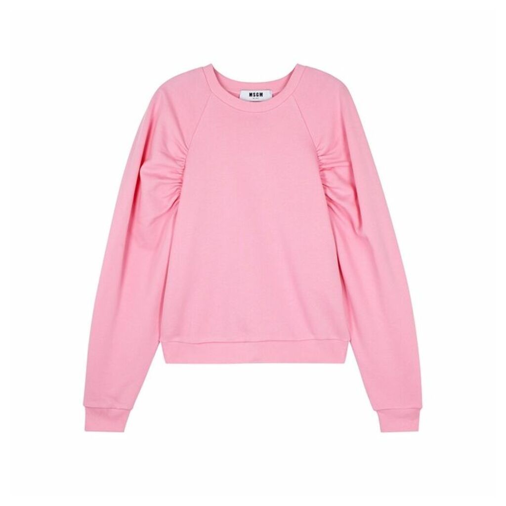 MSGM Pink Ruched Cotton Sweatshirt