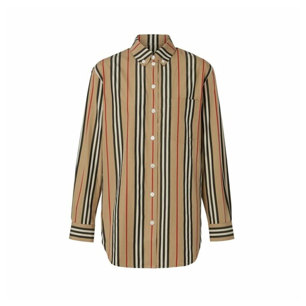 Burberry Button-down Collar Icon Stripe Cotton Shirt