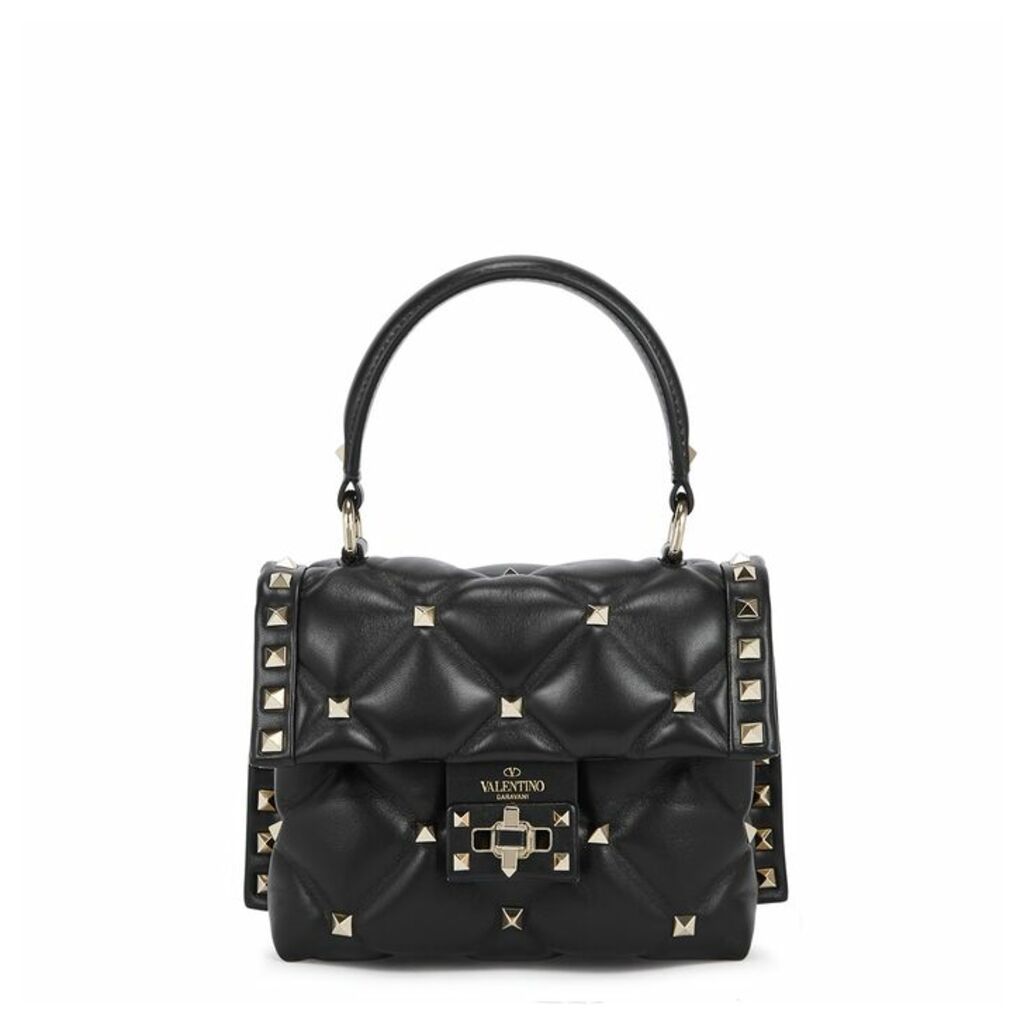 Valentino Garavani Candystud Mini Black Leather Top Handle Bag