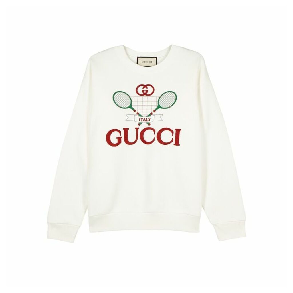 Gucci White Embroidered Cotton Sweatshirt