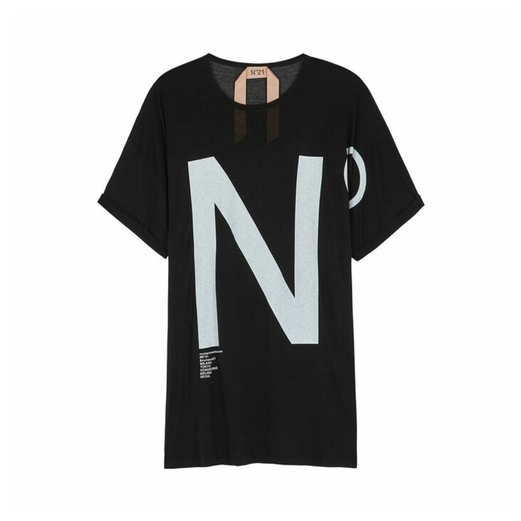 No.21 Black Logo-print Modal T-shirt