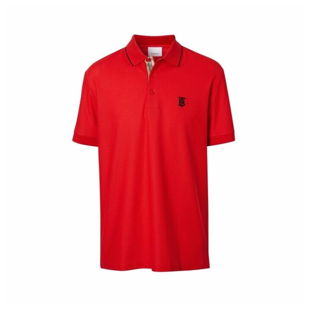 Burberry Icon Stripe Placket Cotton Pique Polo Shirt