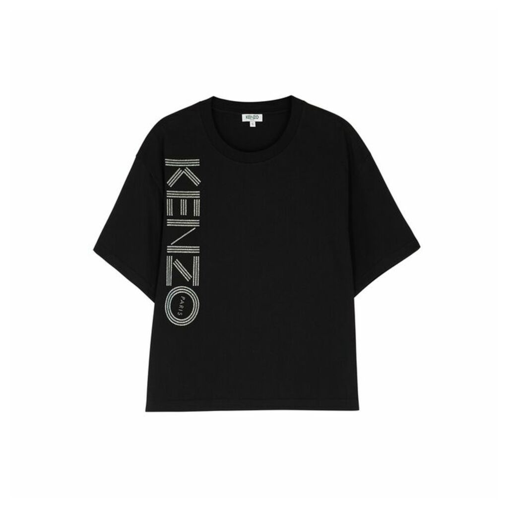 Kenzo Glittered Logo-appliqué Cotton T-shirt