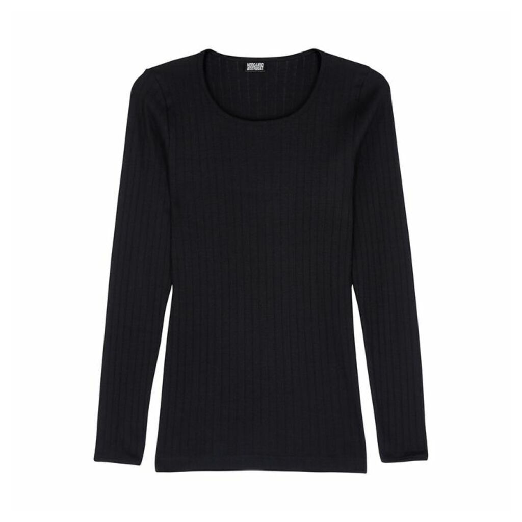MADS NORGAARD Black Ribbed Cotton Top