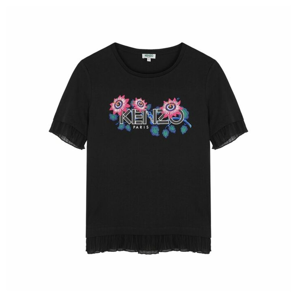 Kenzo Black Ruffled Cotton T-shirt