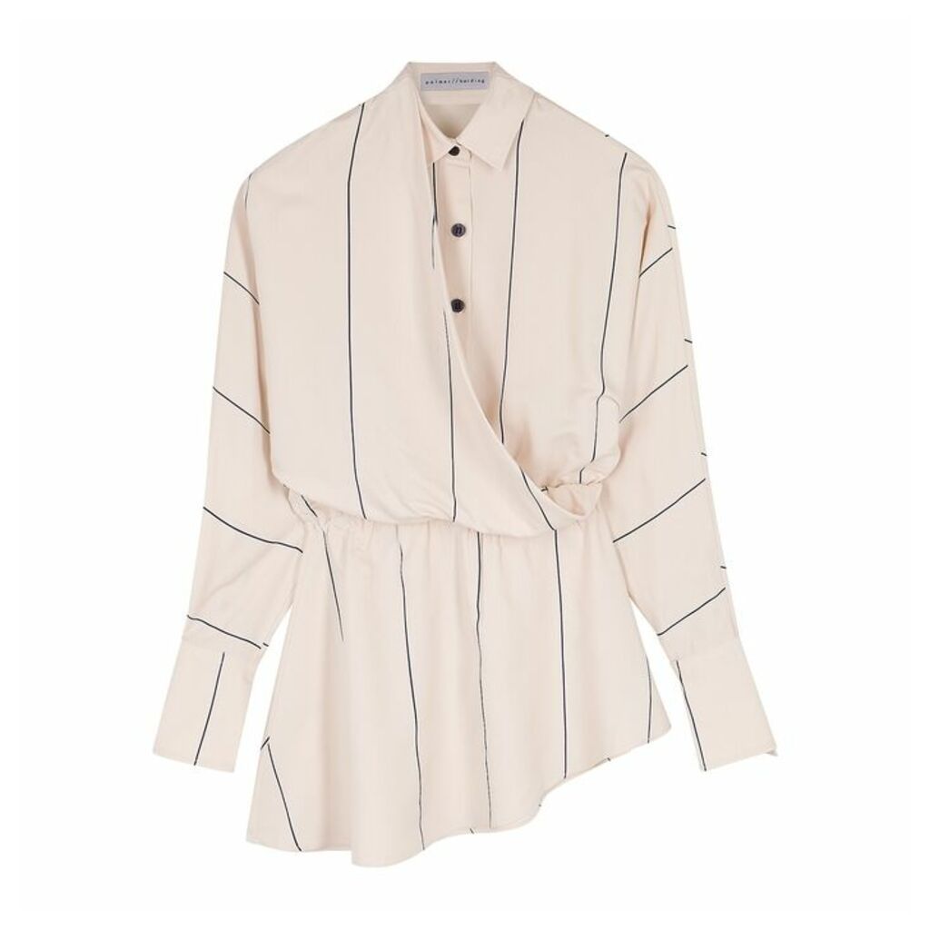 Palmer//harding Mirror Blush Striped Draped Shirt