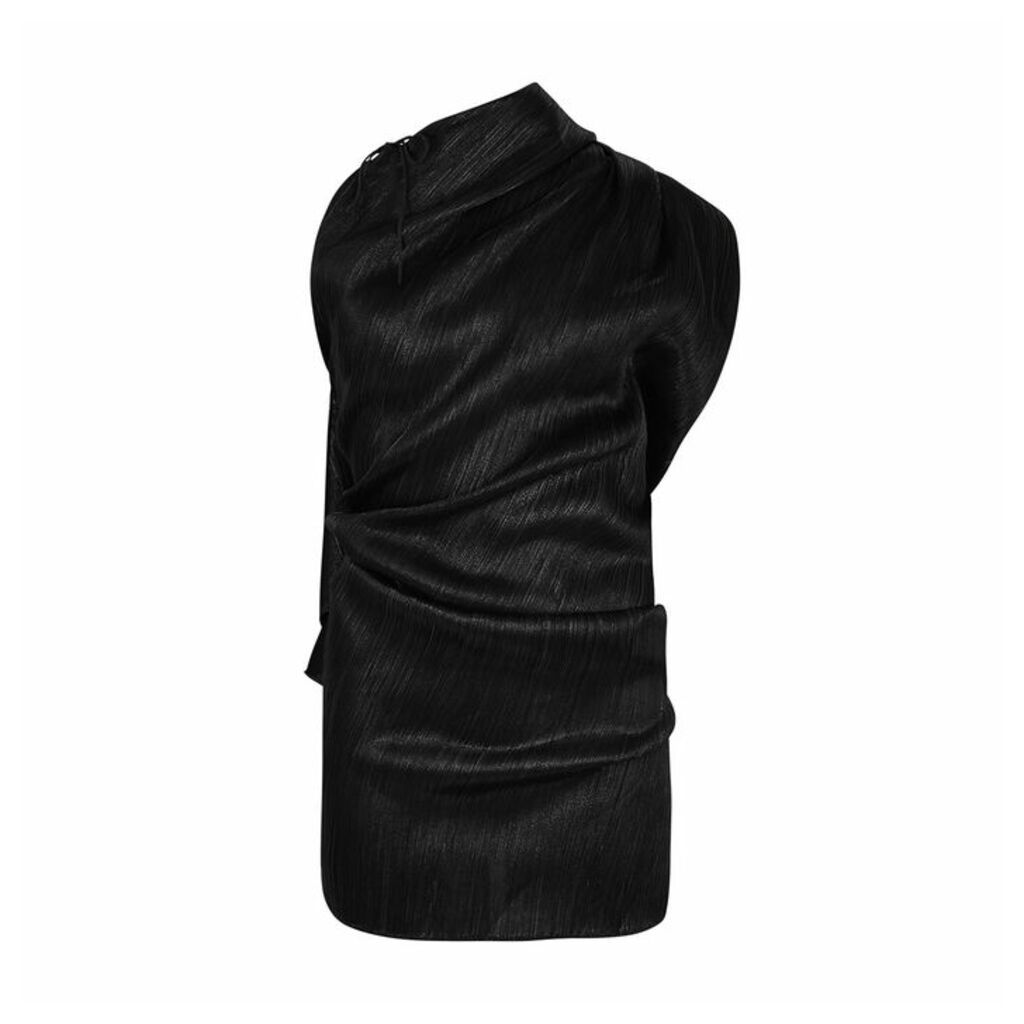 Roland Mouret Lyan Black One-shoulder Silk Top