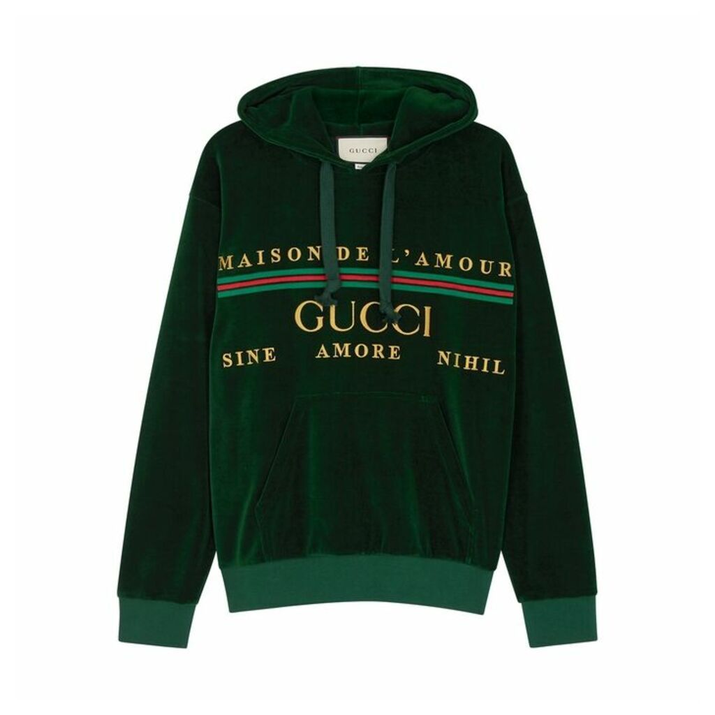 Gucci Green Embroidered Velour Sweatshirt