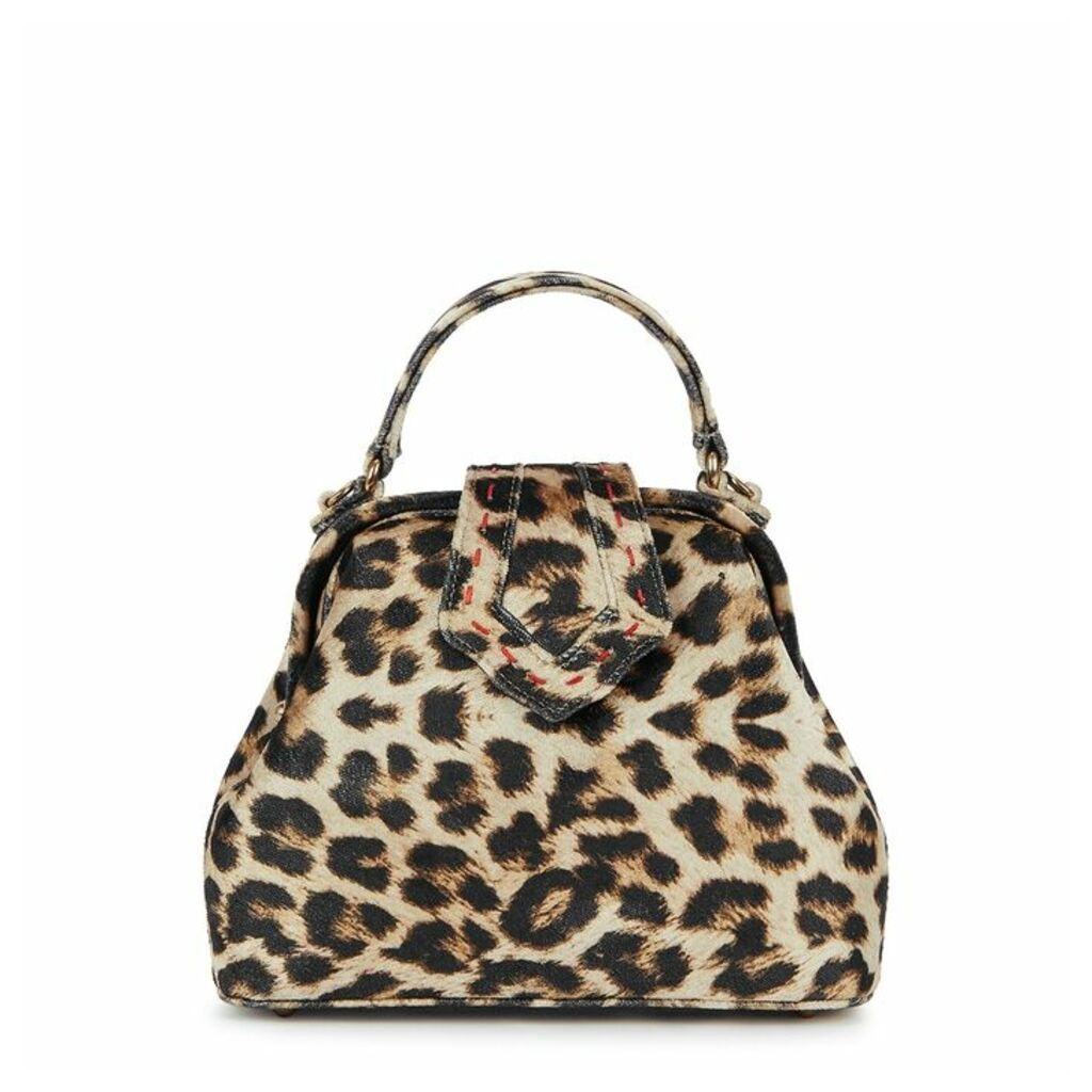MEHRY MU Jung Mini Leopard-print Velvet Top Handle Bag