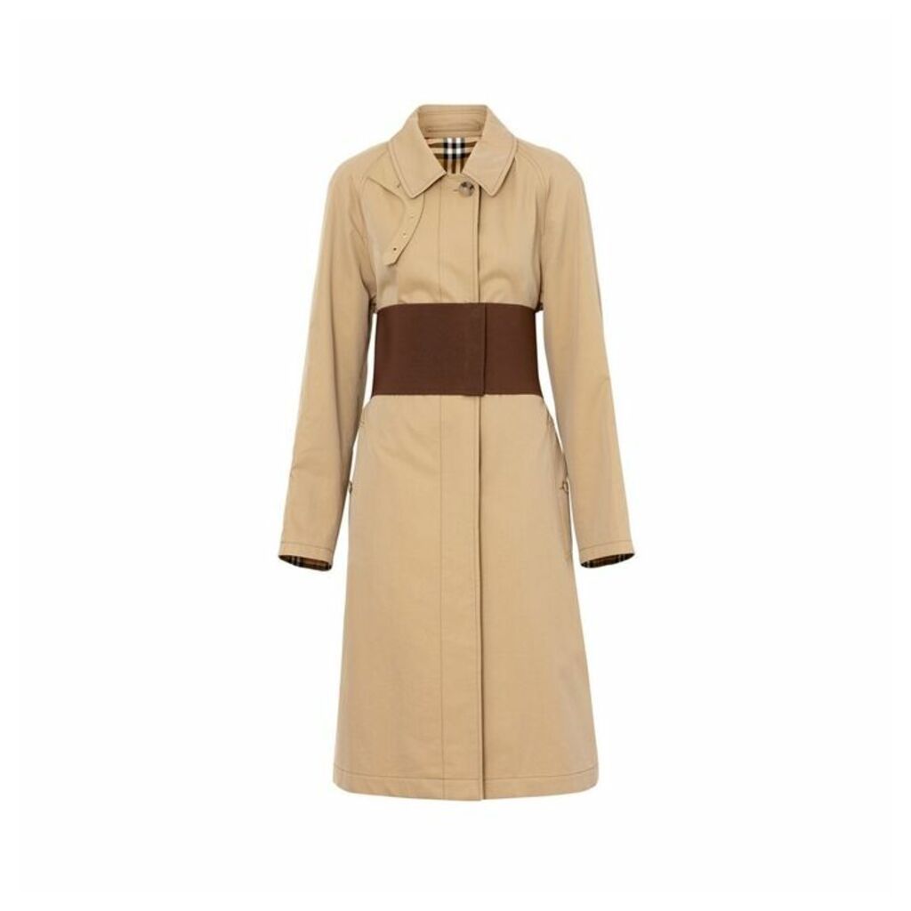 Burberry Corset-belt Cotton Gabardine Car Coat