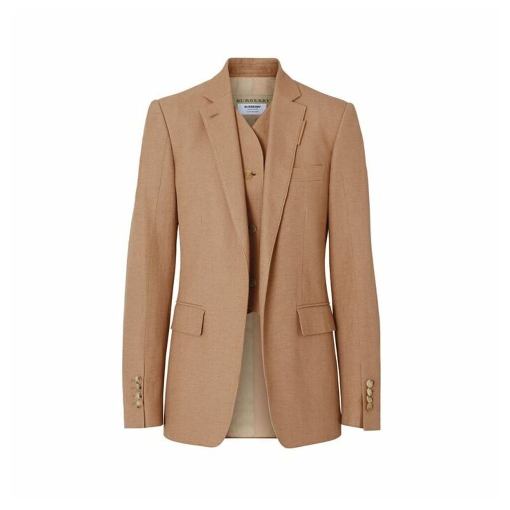 Burberry Vest Detail Cotton Linen Tailored Jacket