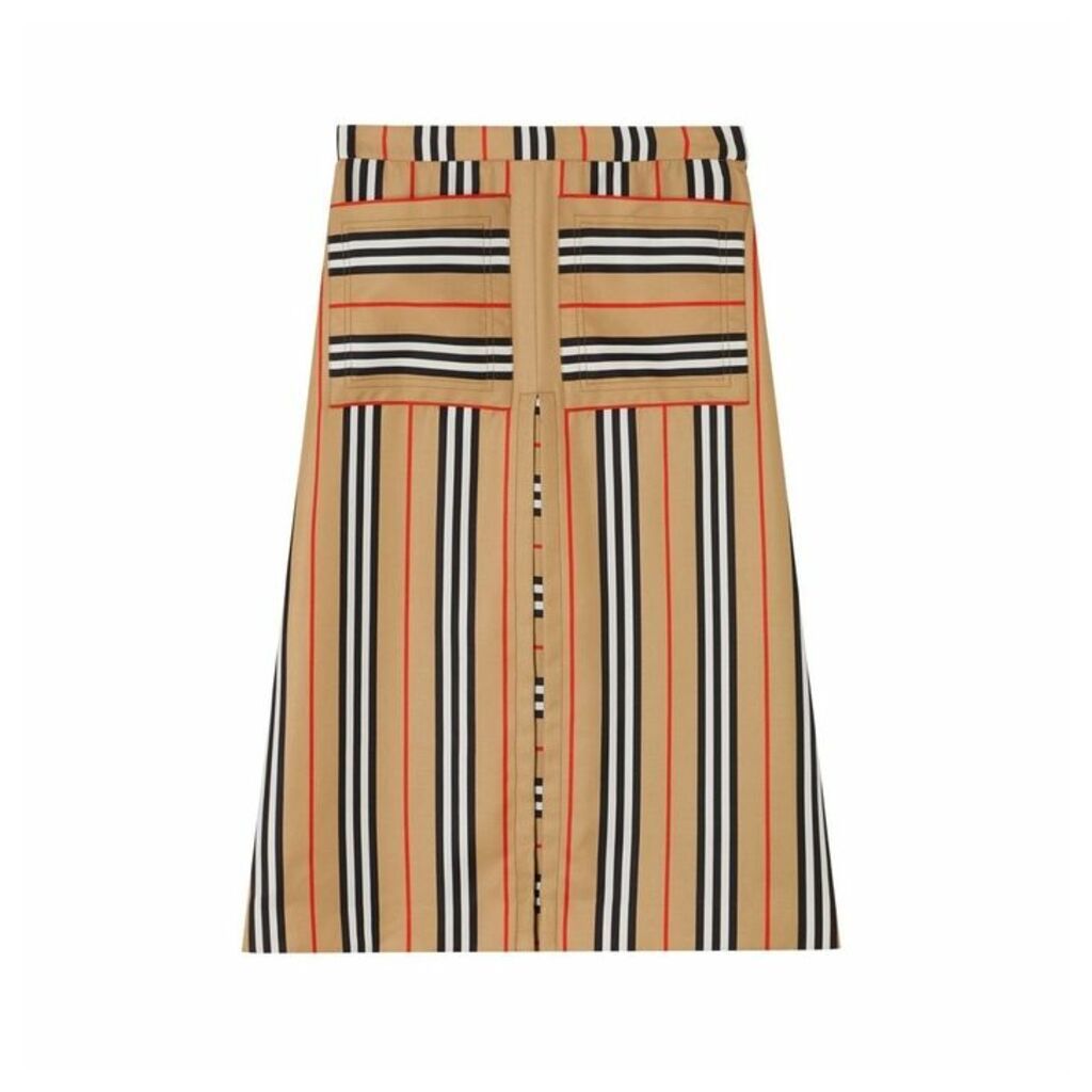 Burberry Box Pleat Detail Icon Stripe A-line Skirt