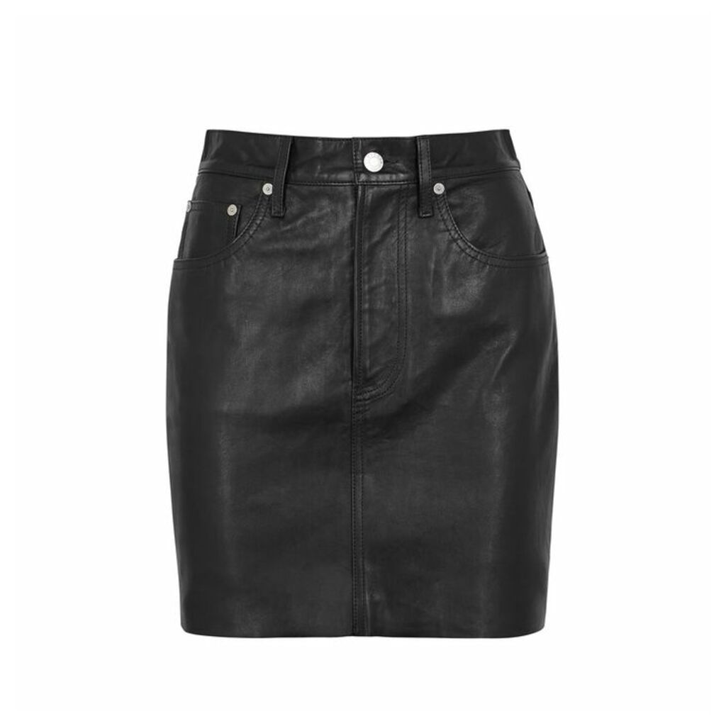 Helmut Lang Black Leather Mini Skirt