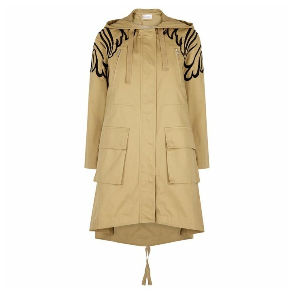 RED Valentino Camel Embroidered Cotton Twill Parka
