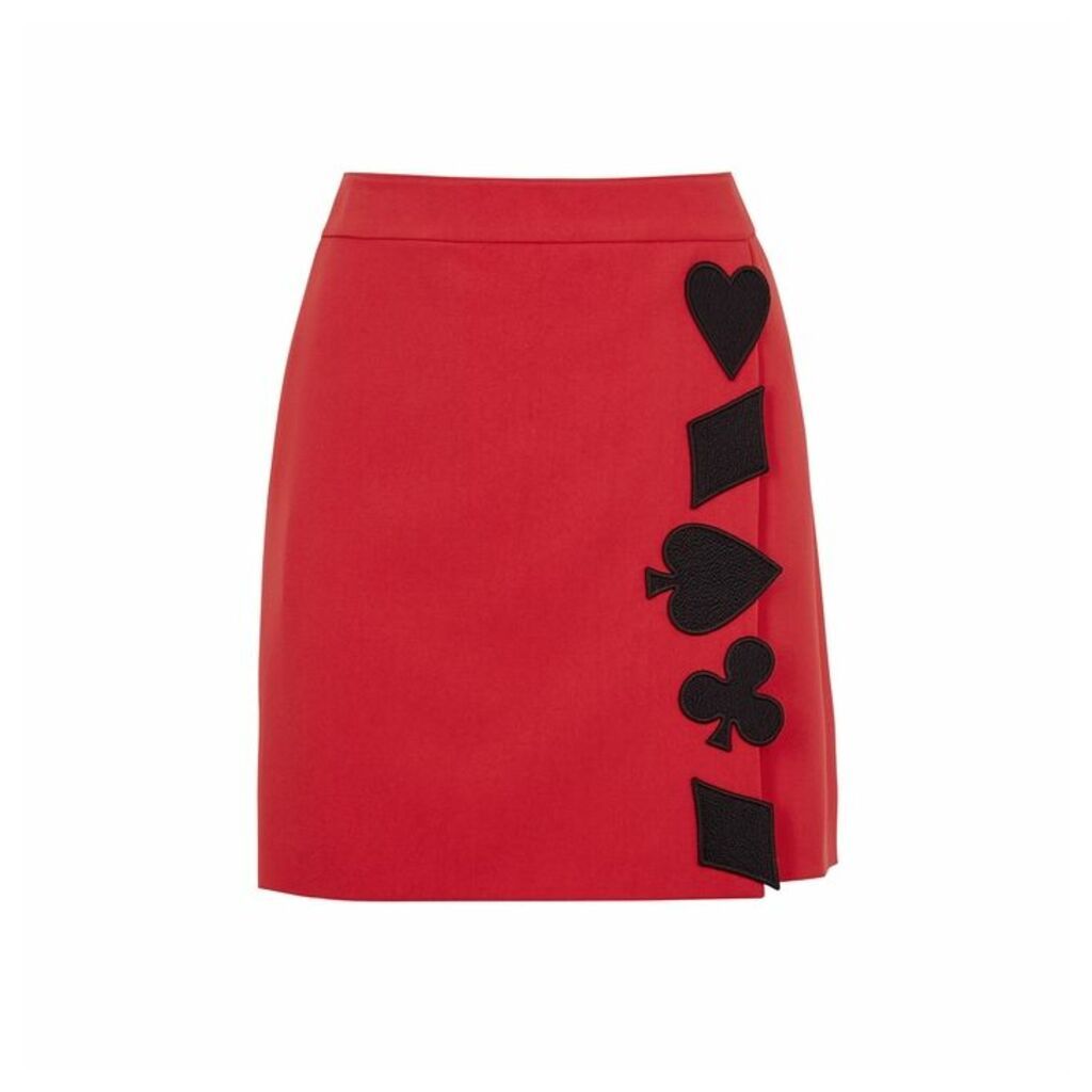 Boutique Moschino Red Appliquéd Mini Skirt