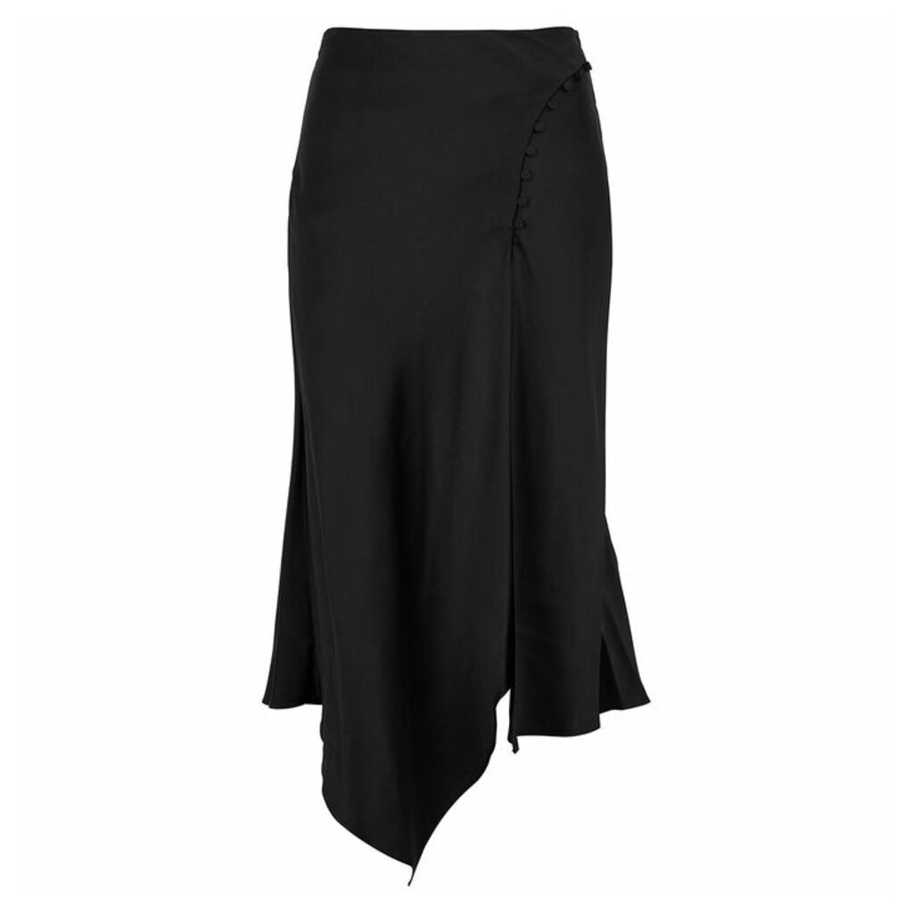 Jonathan Simkhai Black Satin Midi Skirt