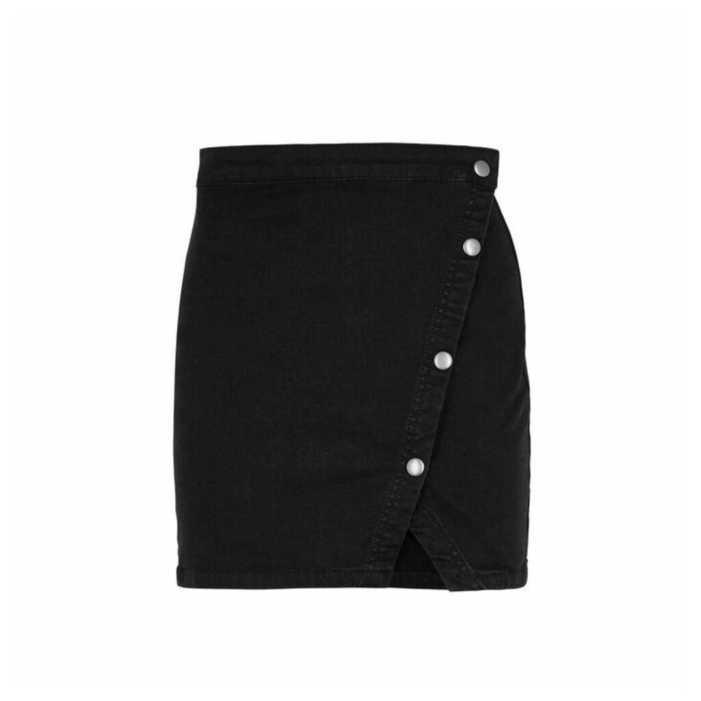 Free People Black Stretch-denim Mini Skirt