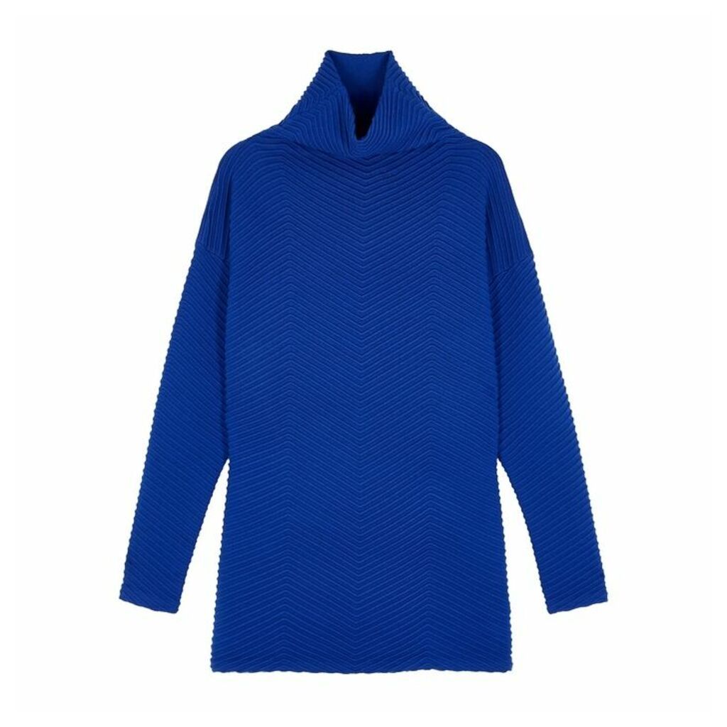 Victoria, Victoria Beckham Blue Chevron-knit Wool-blend Jumper