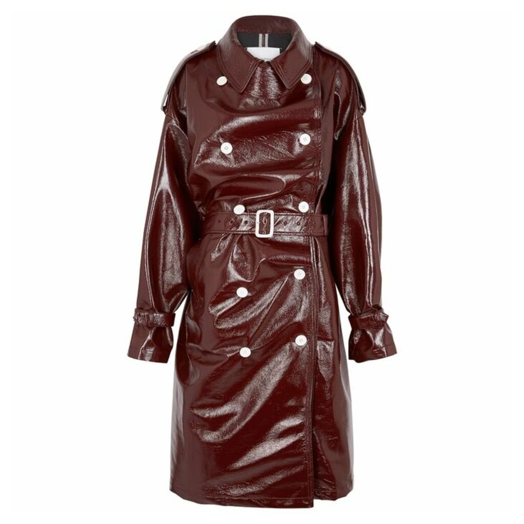 PushBUTTON Burgundy Grained PVC Over Coat