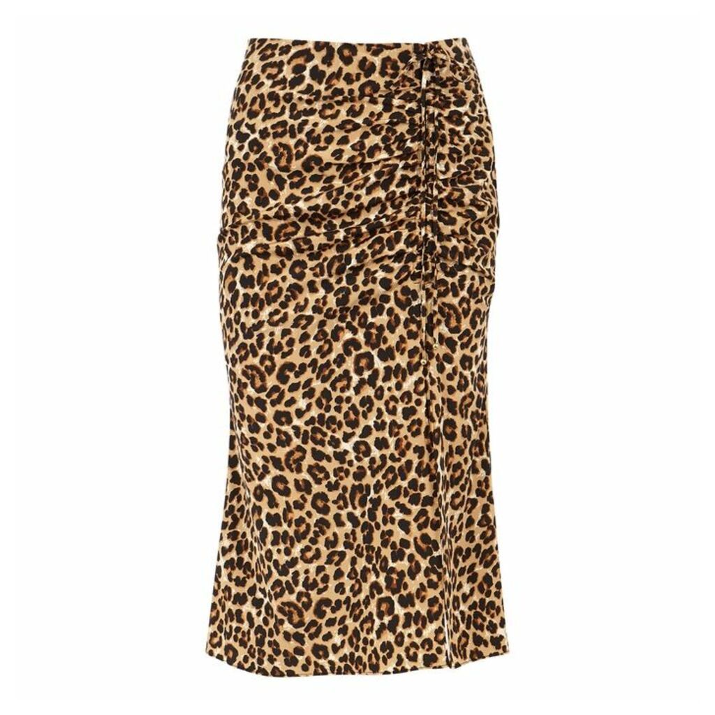 Veronica Beard Vanity Leopard-print Stretch-silk Midi Skirt