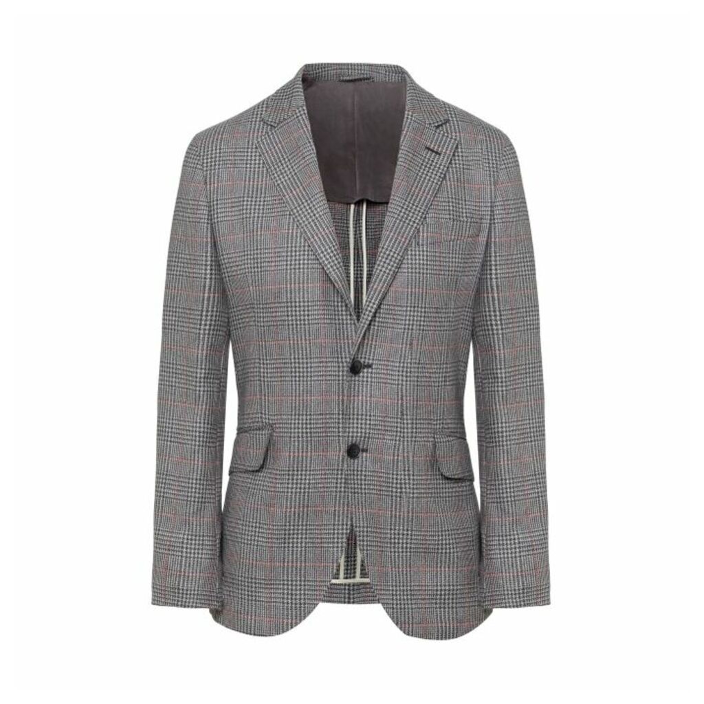 Hackett Prince Of Wales Check Wool Linen And Silk Blazer