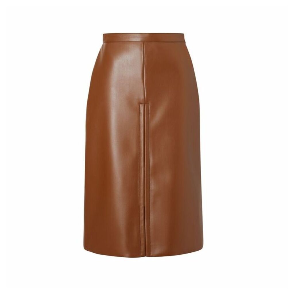 Burberry Box Pleat Detail Faux Leather Skirt
