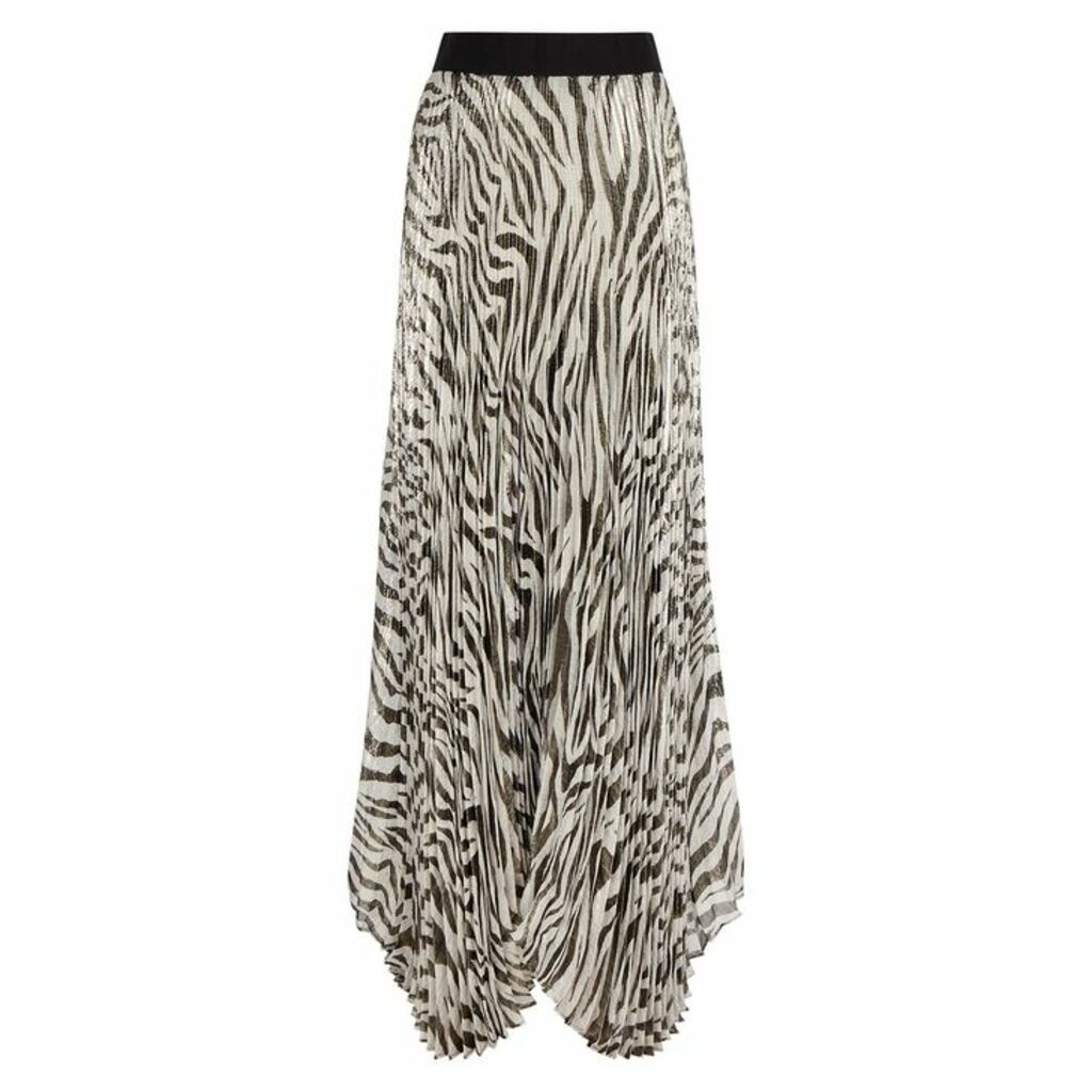 Alice + Olivia Katz Zebra-print Silk-blend Maxi Skirt