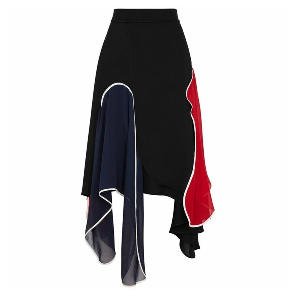 JW Anderson Black Panelled Silk Midi Skirt