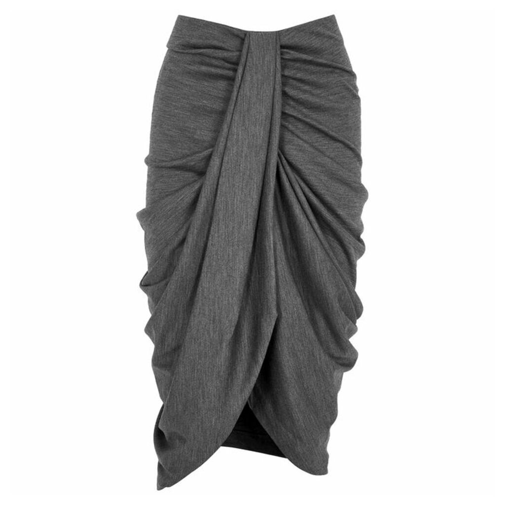 Isabel Marant Datisca Grey Draped Wool Midi Skirt