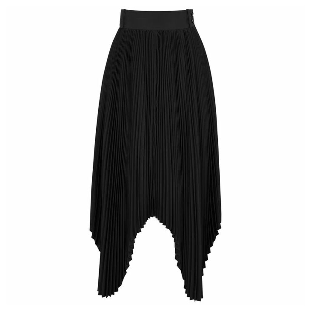 HYKE Black Pleated Satin Midi Skirt