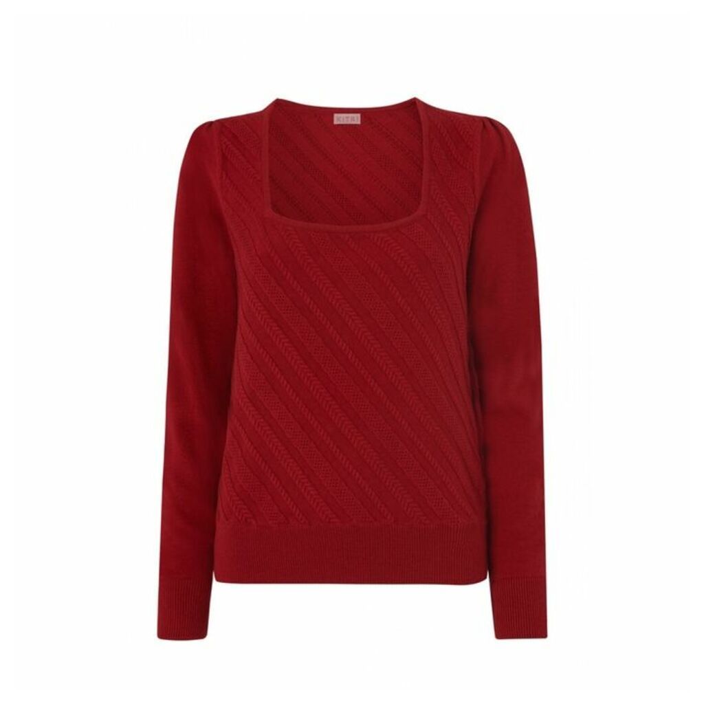 Kitri Raven Red Cable Knit Jumper