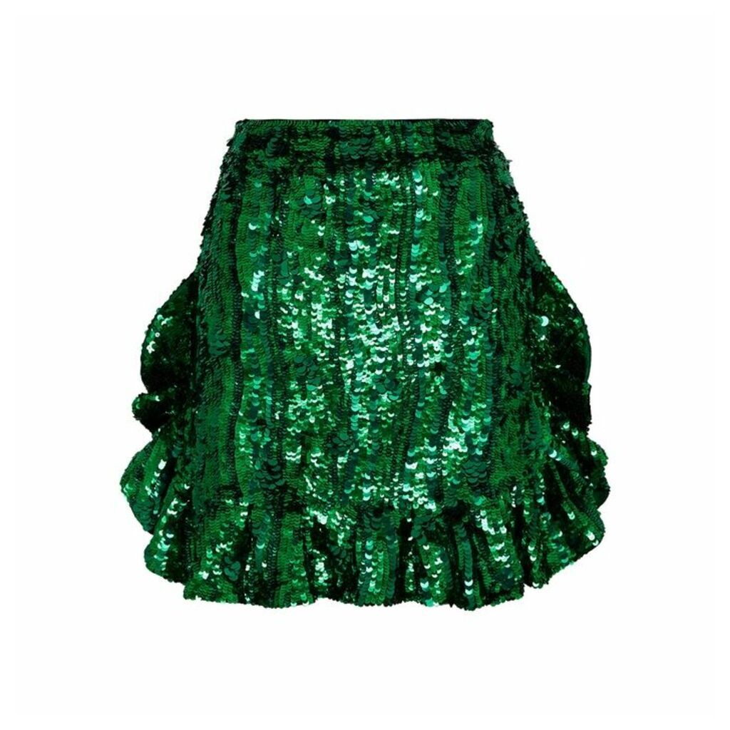 Angelys Balek X Anna Dello Russo Green Sequin Mini Skirt