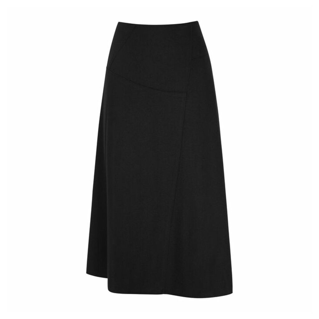Vince Black Wool-blend Midi Skirt