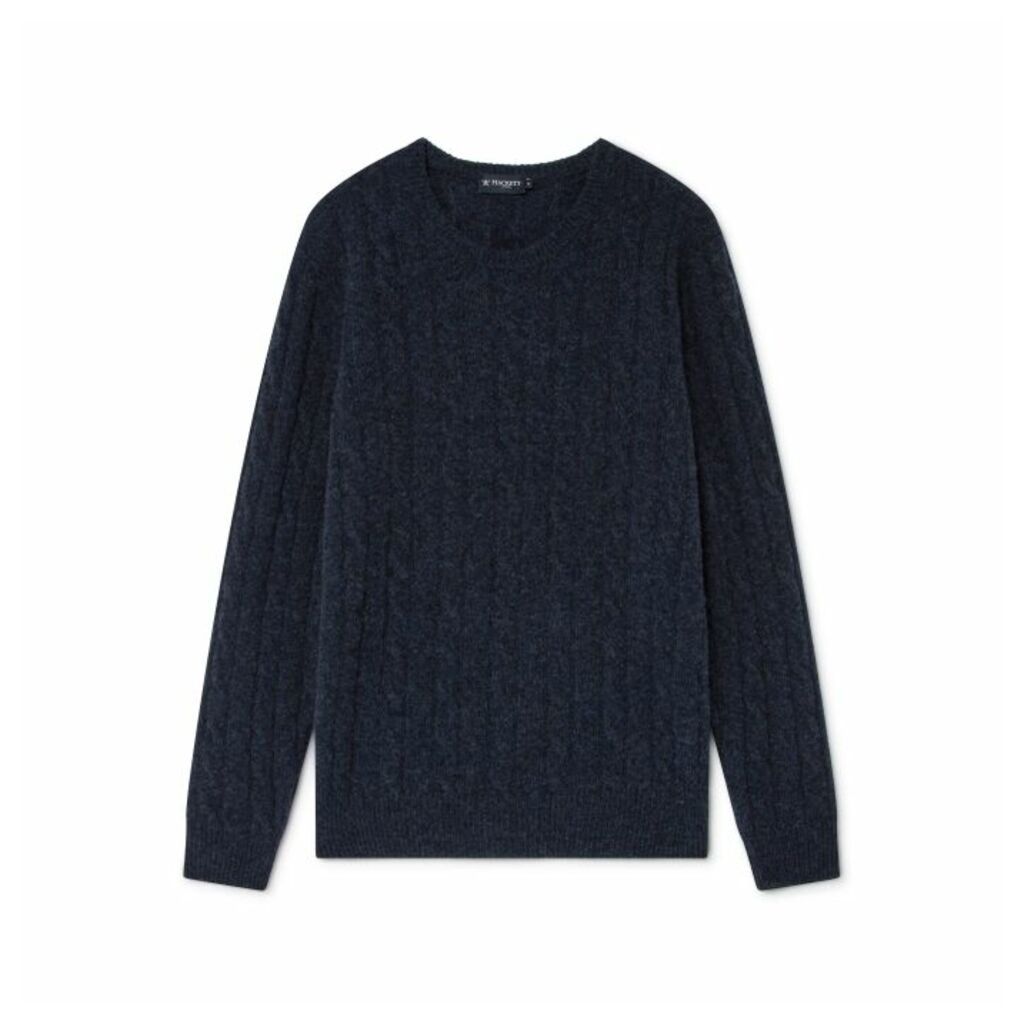 Hackett Cable Knit Lambswool And Cashmere Crew Neck Sweater