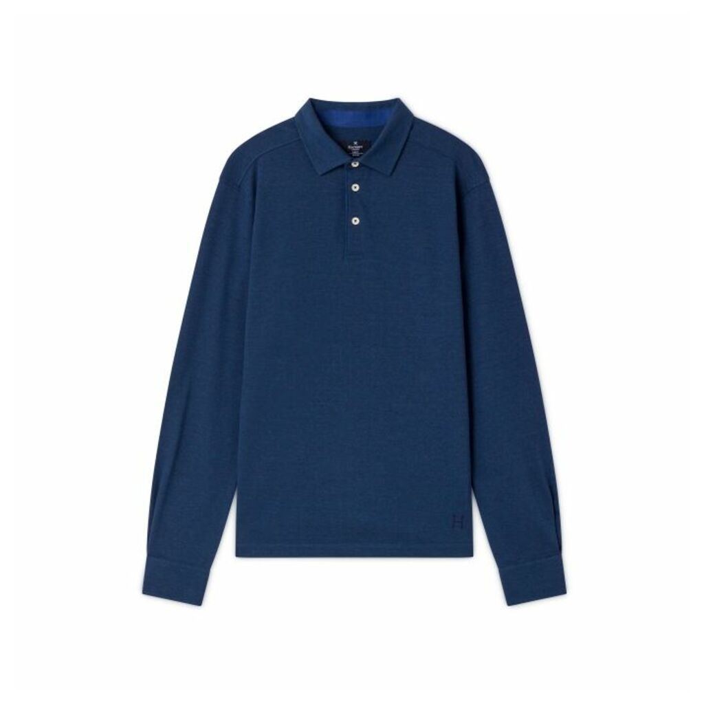 Hackett Cotton And Wool Blend Long-sleeved Polo Shirt