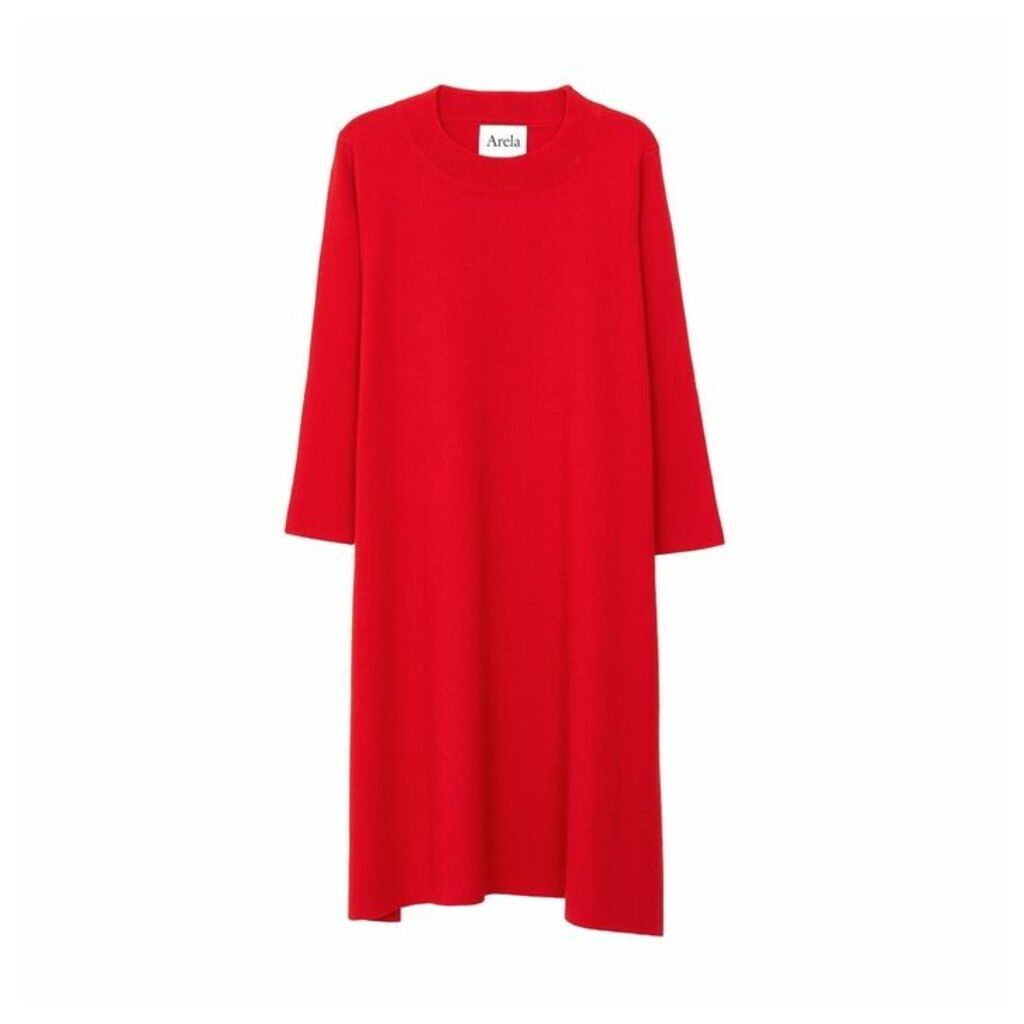 Arela Dolly Merino Wool Dress In Red