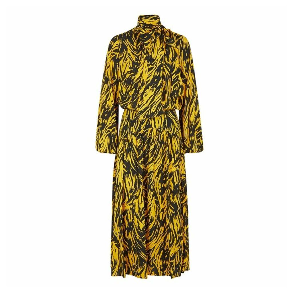 No.21 Yellow Zebra-print Midi Dress