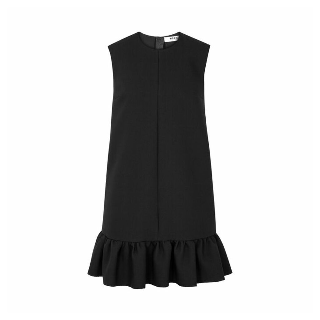 MSGM Black Ruffled Stretch-cady Dress