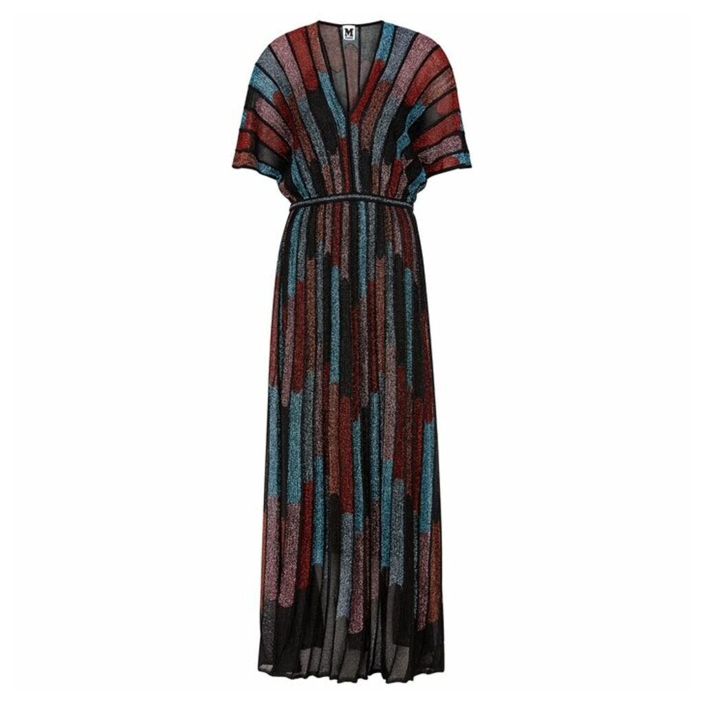 M Missoni Striped Metallic-knit Maxi Dress