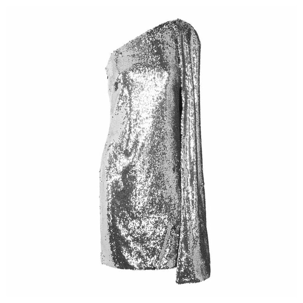 Stella McCartney Silver Cape-effect Sequin Mini Dress