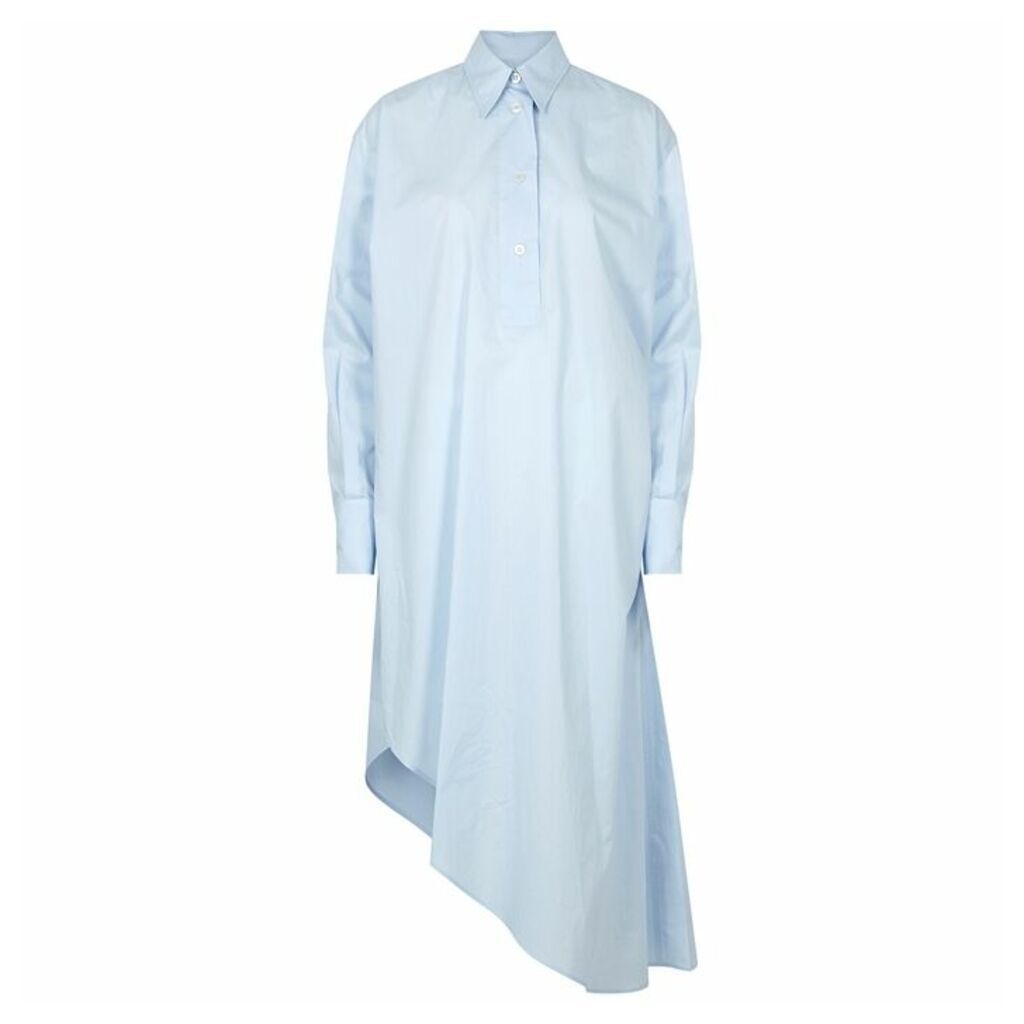 MM6 By Maison Margiela Blue Asymmetric Cotton Shirt Dress