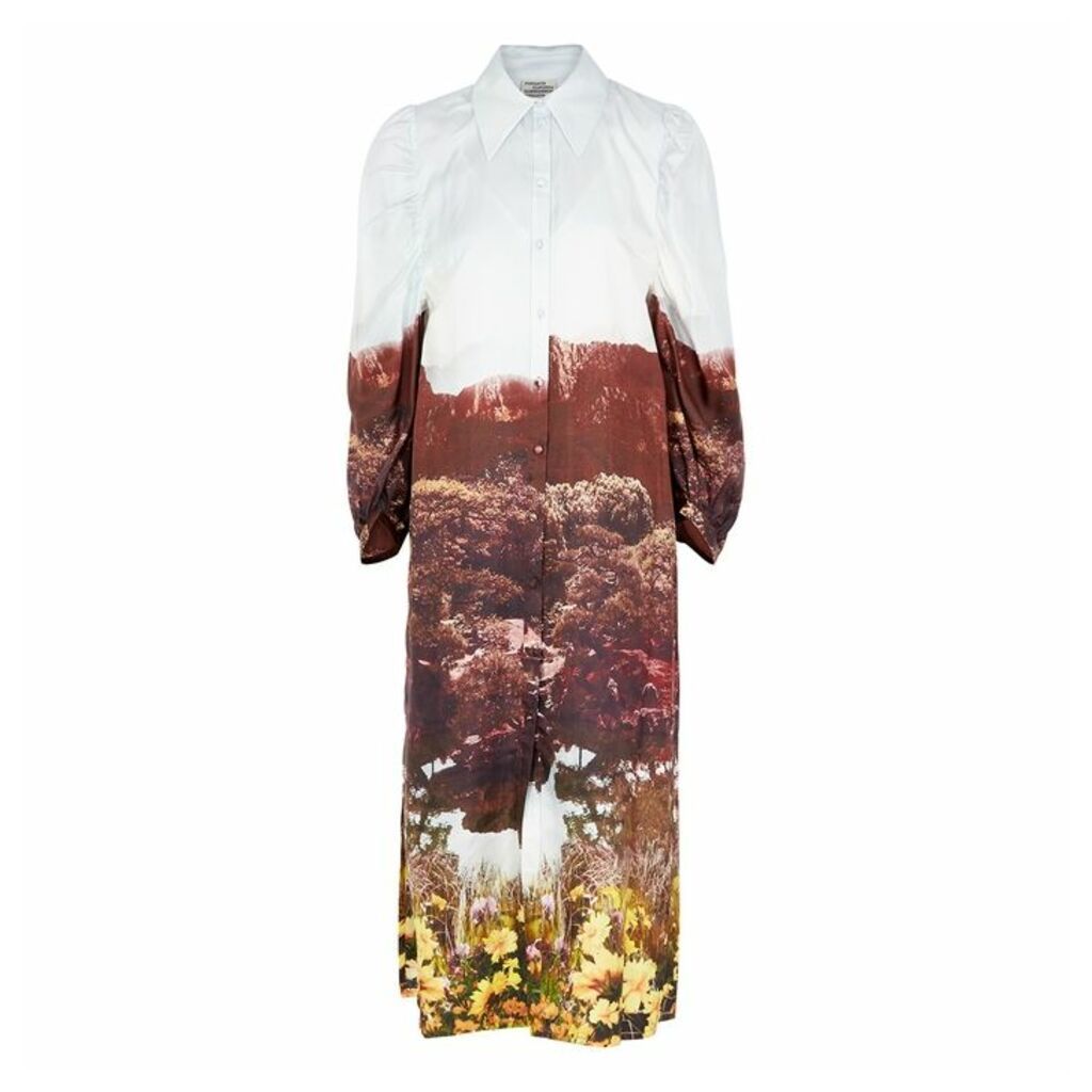 Baum Und Pferdgarten Amira Printed Silk Midi Shirt Dress