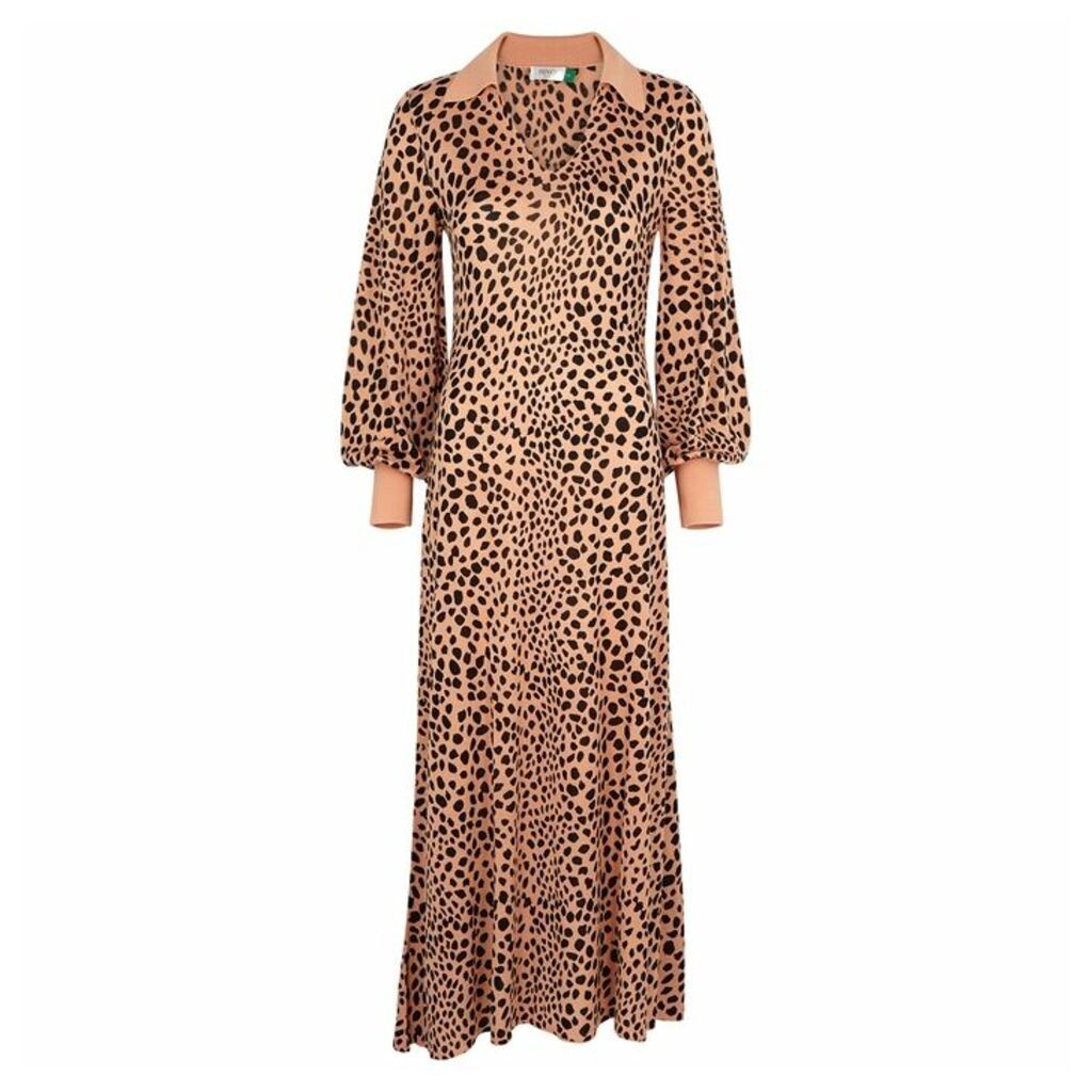 RIXO Leopard-print Jersey Maxi Dress