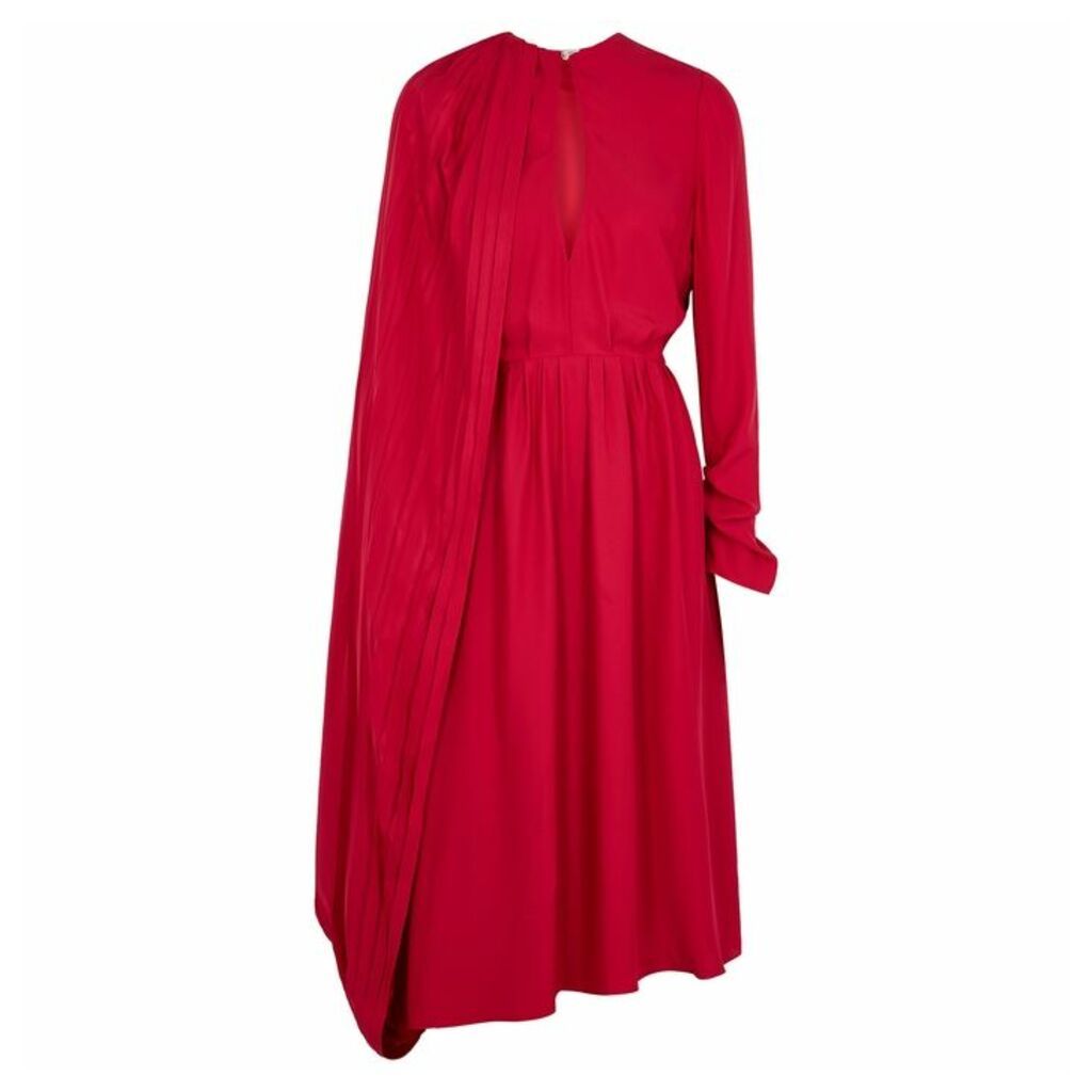 Magda Butrym Vasto Raspberry Cape-effect Silk Dress