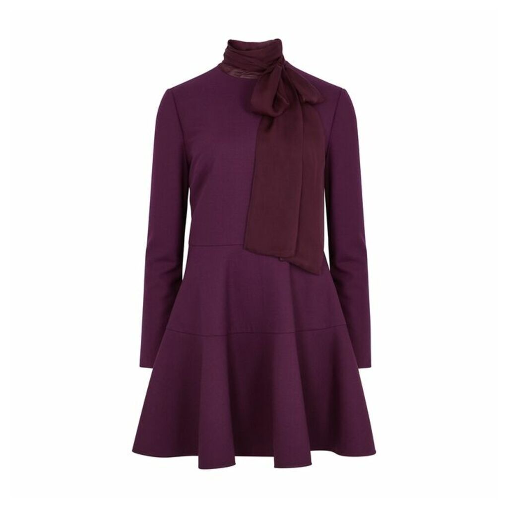 Valentino Dark Purple Flared Mini Dress