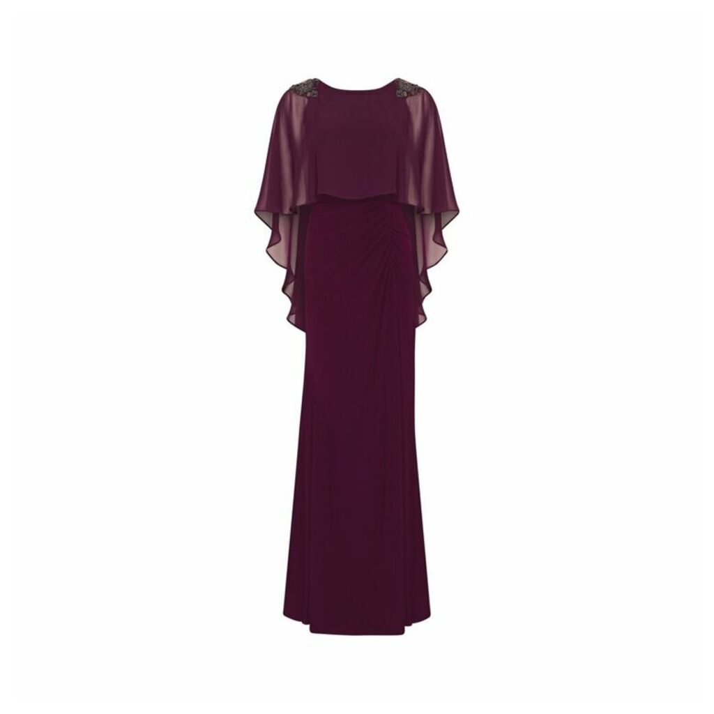 Adrianna Papell Chiffon Capelet Jersey Gown
