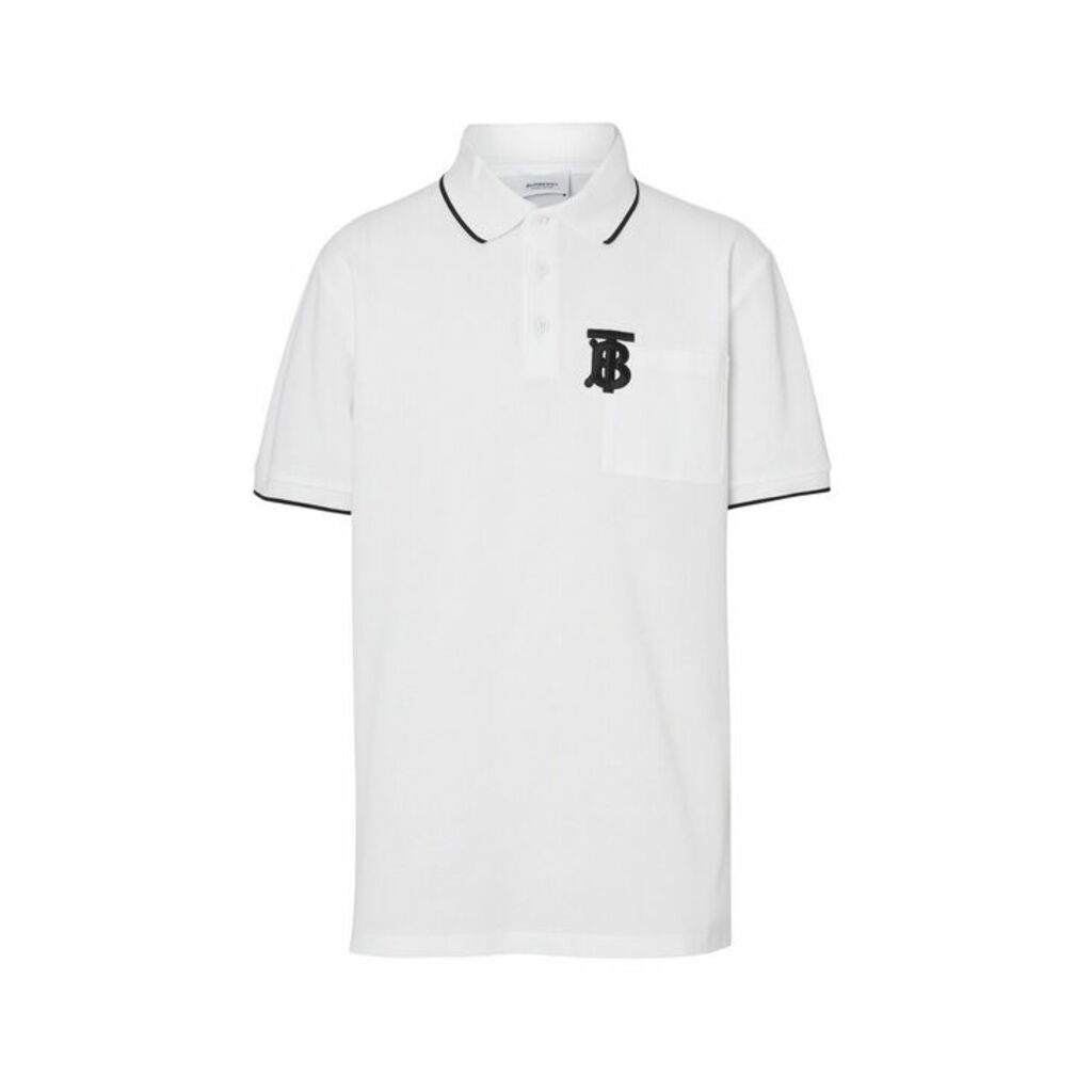 Burberry Monogram Motif Tipped Cotton Pique Polo Shirt
