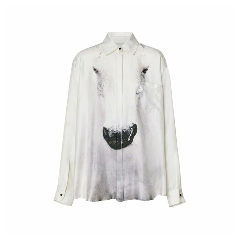 Burberry Unicorn Print Silk Oversized Shirt