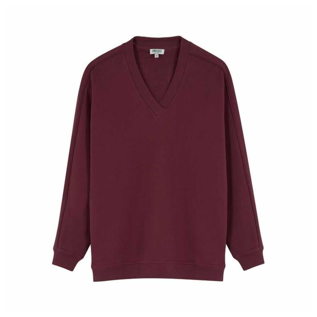 Kenzo Bordeaux Logo-appliquéd Cotton Sweatshirt